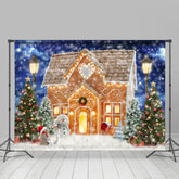 Lofaris Lovely Gingerbread House and Snowman Christmas Backdrop